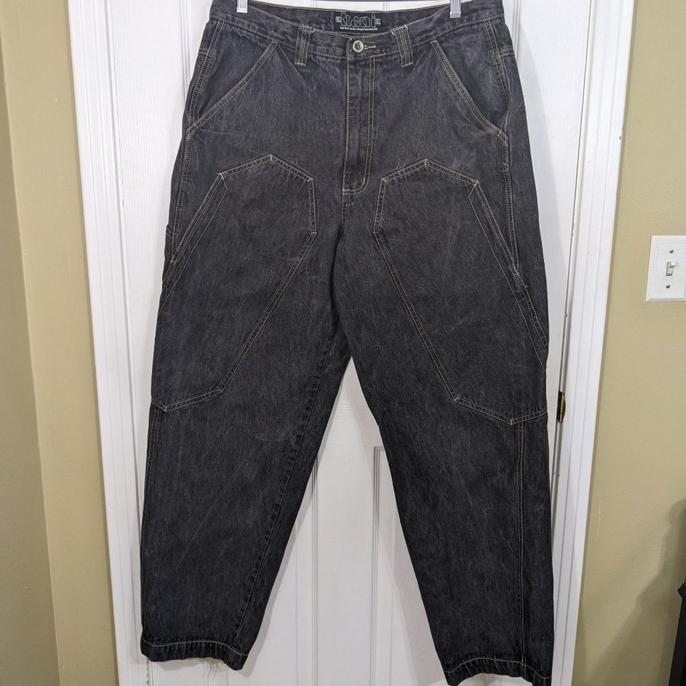 Karl Kani Vintage Gray-Black Utility Baggy Hip Hop Denim Jeans - 36W x 34L*
